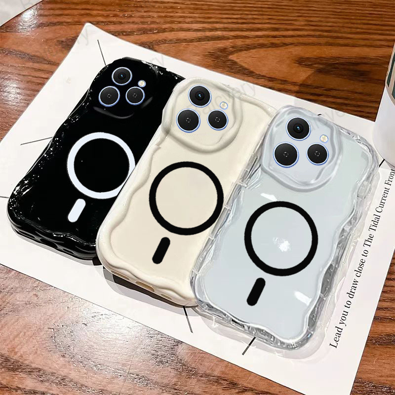 ปลอกสําหรับ ITEL A80 A70 A50 A90 พร้อมสติกเกอร์แม่เหล็ก Ripple Border Design TPU Silicon Cover