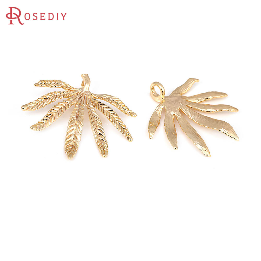4PCS 18K Gold สี Tree Leaf Charms จี้คุณภาพสูงสร้อยคอต่างหู Diy เครื่องประดับอุปกรณ์เสริม Rosediy of