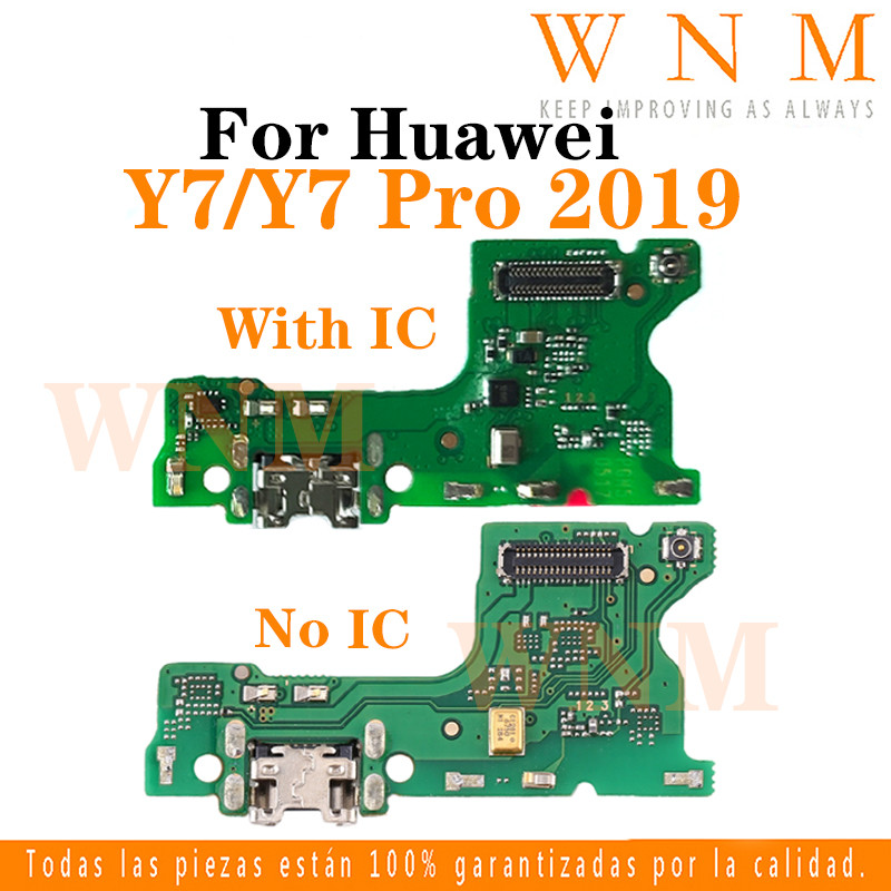 พร้อม IC USB ชาร์จพอร์ต Dock Connector สําหรับ Huawei Y7 Y7 Pro 2019 Charger พอร์ตอะไหล่ซ่อม
