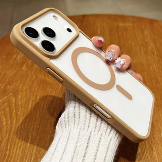 (For iPhone 17 Pro Max) เคสอะคริลิคชาร์จได้ ขอบสี สำหรับ ไอโฟน iPhone17 / iPhone17Pro / iPhone17Air / iPhone17Promax 045