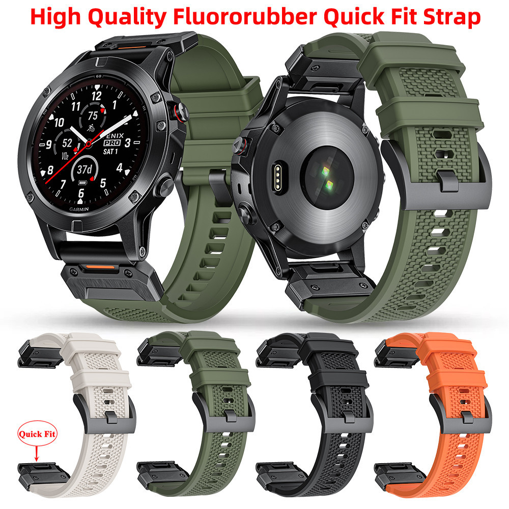 22 มม.26 มม.Luororubber สายนาฬิกายางกันน้ํา Quick Fit สําหรับ Garmin Quatix 7 Pro 7X 5 3 D2 Bravo D2