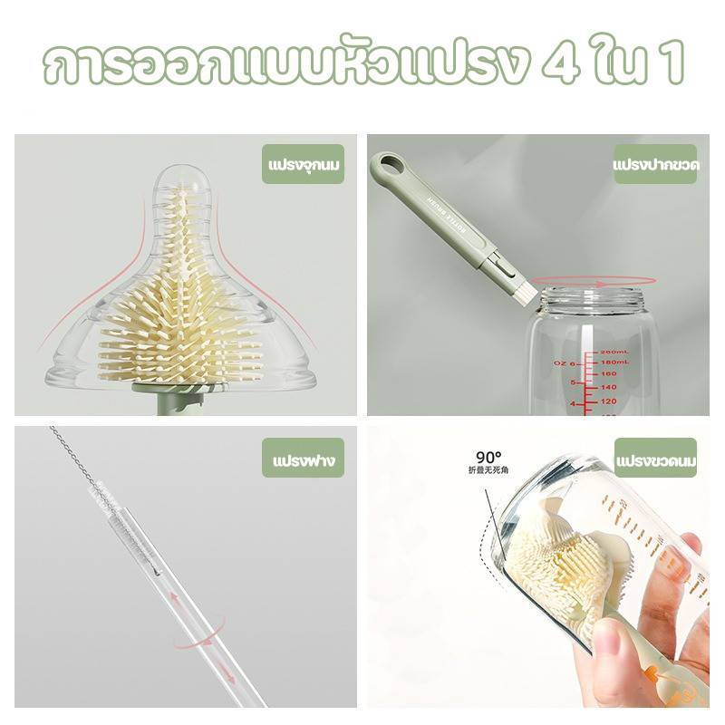 Berma Baby ชุดแปรงล้างขวด 6 IN 1 แบบพกพา อเนกประสงค์ เดินทาง แปรงซิลิโคน ชุดแปรงทํา - รูปที่ 2