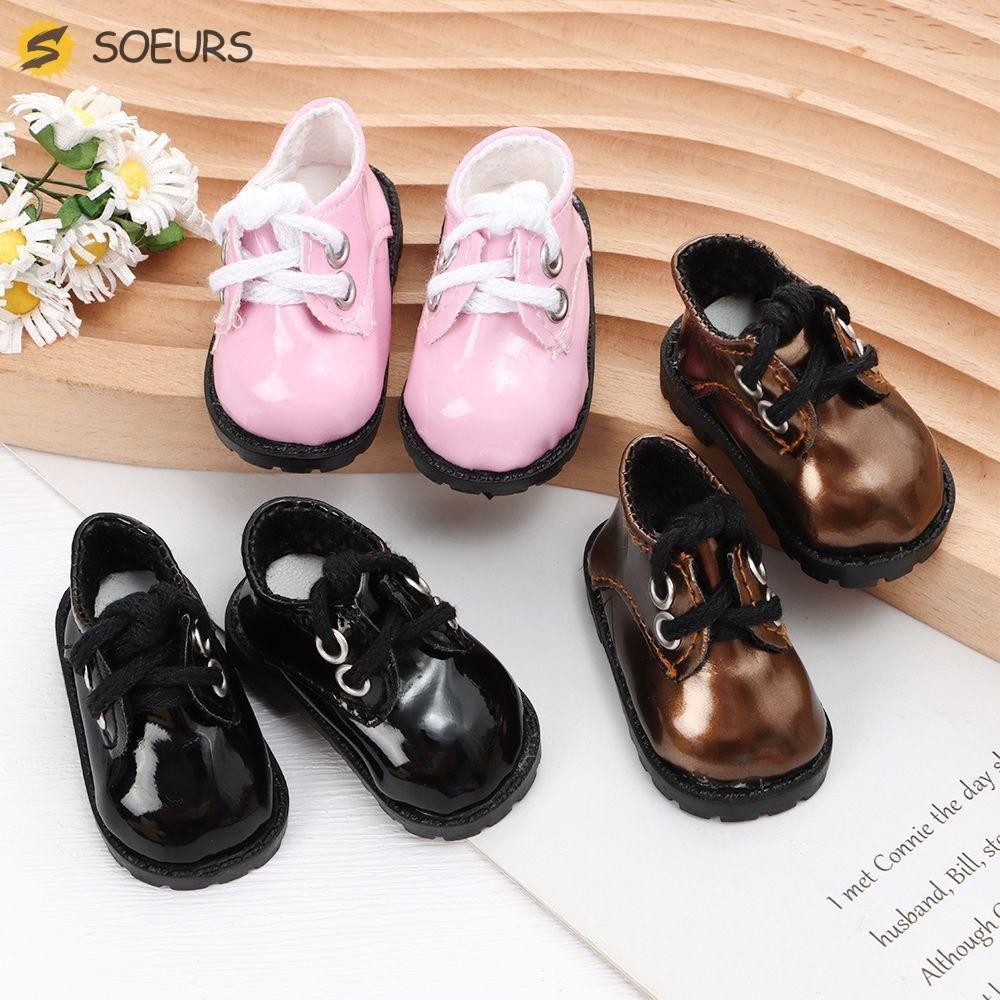 Soeurs ตุ๊กตารองเท้าหนังสดใสที่น่าสนใจน่ารักสาวของขวัญ PU Mini ของเล่นรองเท้าตุ๊กตาทํามืออุปกรณ์เสริม