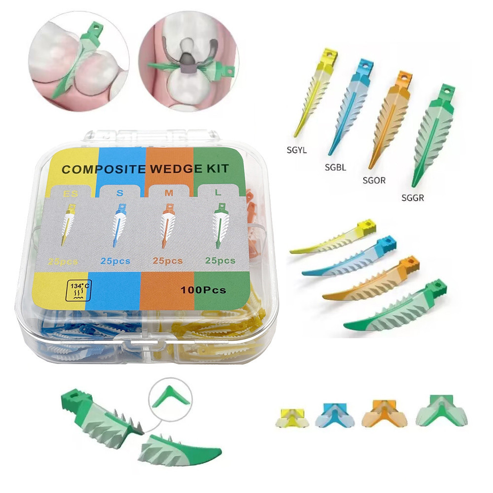 100 ชิ้น Autoclaved ทันตกรรม Matrix คอมโพสิต Wedges ทันตกรรมซิลิโคน Adaptive Interdental Wedges ชุดซิลิโคนทันตกรรมวัสดุ