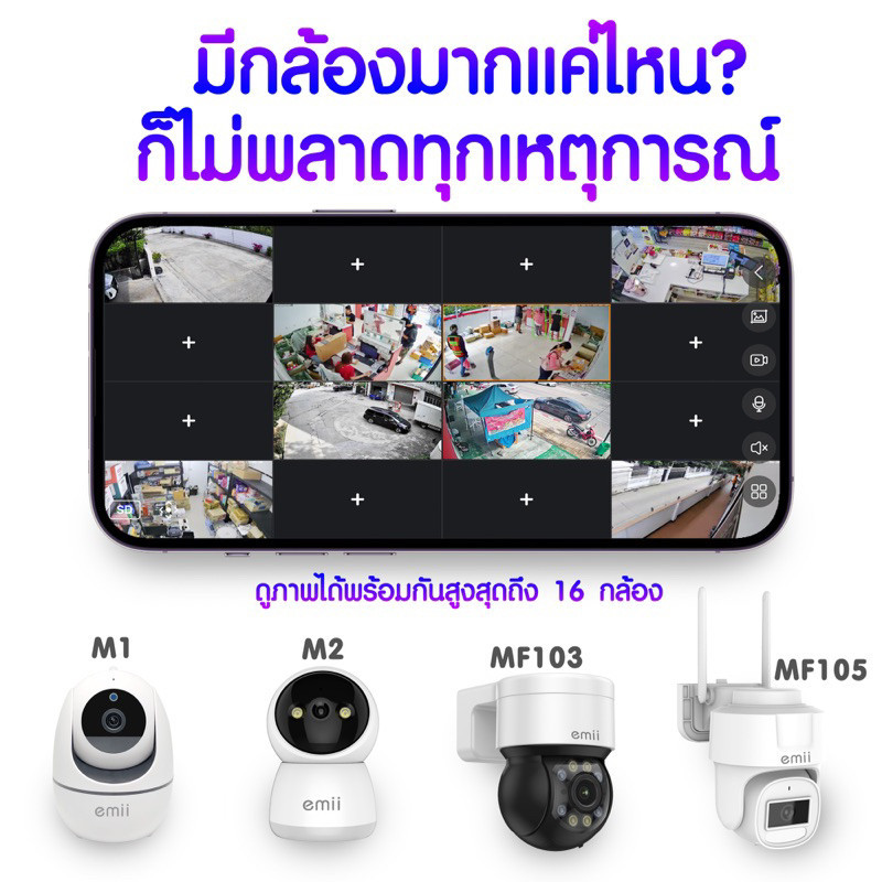 กันขโมย กล้องวงจรปิดไวไฟ 2K ติดภายนอก แอพ P6SLite หันได้ โต้ตอบได้ กลางคืนภาพสี กันฝน กันแดด Emii MF
