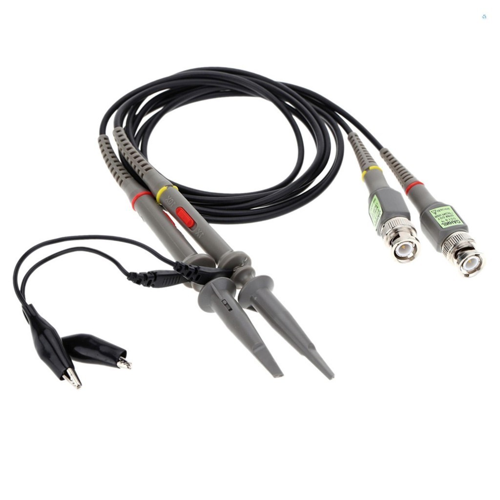 P6100 2 ชิ้นความแม่นยําสูง Oscilloscope Probe 1X 10X 100MHz คลิปจระเข้ Test Probe