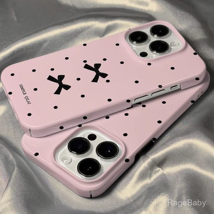 เคสโทรศัพท์แบบมีเอกลักษณ์สไตล์เกาหลี INS ลายจุดโบว์เคสโทรศัพท์ระดับไฮเอนด์สำหรับ iPhone 15 14 PRO MAX 13 12 PRO MAX 7 plus XS MAX กันกระแทก8 PLUS XR 11 Pro 12 14 PLUS เคสซิลิโคนกันกระแทก ocrv