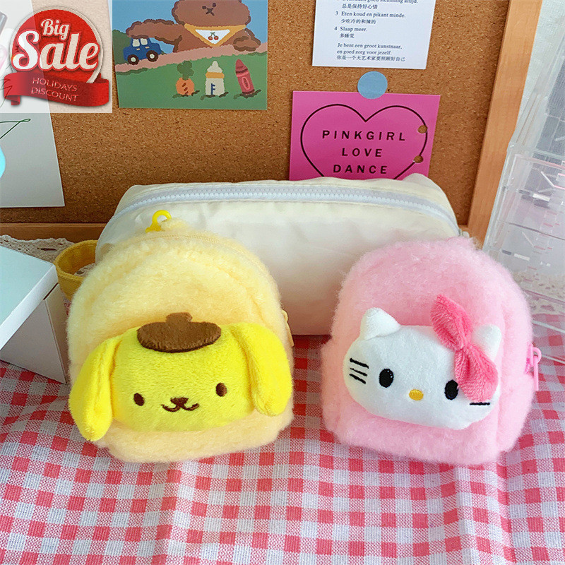 Af Sanrio การ์ตูน Melody Plush กระเป๋าพวงกุญแจ Hello Kitty กระเป๋าใส่เหรียญ Cinnamoroll จี้ตุ๊กตานุ่มยัดไส้ตุ๊กตาของเล่นสําหรับสาว A