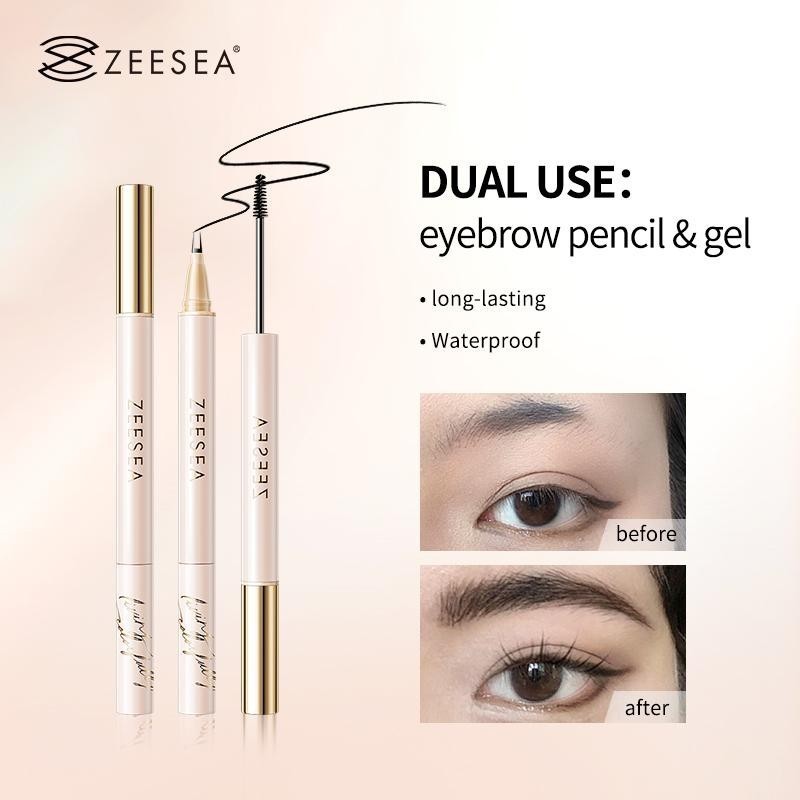 Zeesea Double Head Eyebrows ดินสอ Extra Slim กันน้ํา Professional Sweat-proof Liquid Eye Brow ดินสอแ