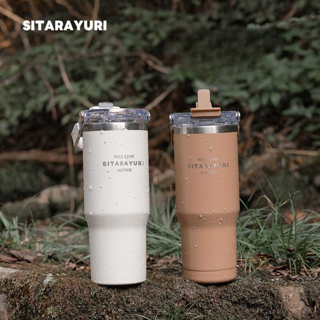 พร้อมส่ง แก้วน้ำ SITARAYURI แก้วน้ำเก็บความเย็นแบบหูหิ้ว ขนาด 600ml 900ml สแตนเลส 304