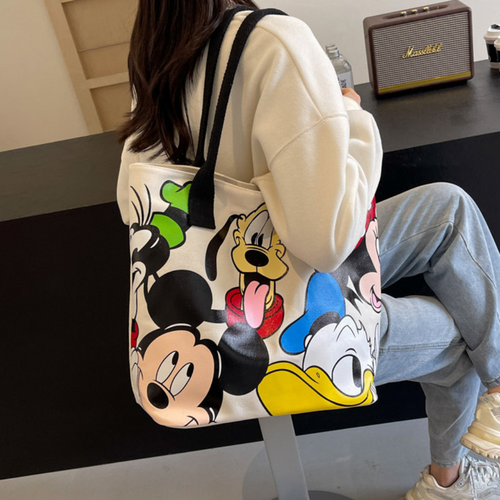DSLONG Mummy Bag, Cartton กระเป๋าผ้าใบความจุขนาดใหญ่, น่ารักสบายๆทนทานกระเป๋าสะพายไหล่เดี่ยวของผู้หญิง