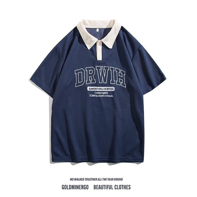 MANMAN  เสื้อโปโลผู้ชายสีปิดกั้นด้านบนแฟชั่นทุกการแข่งขันสวมใส่คู่