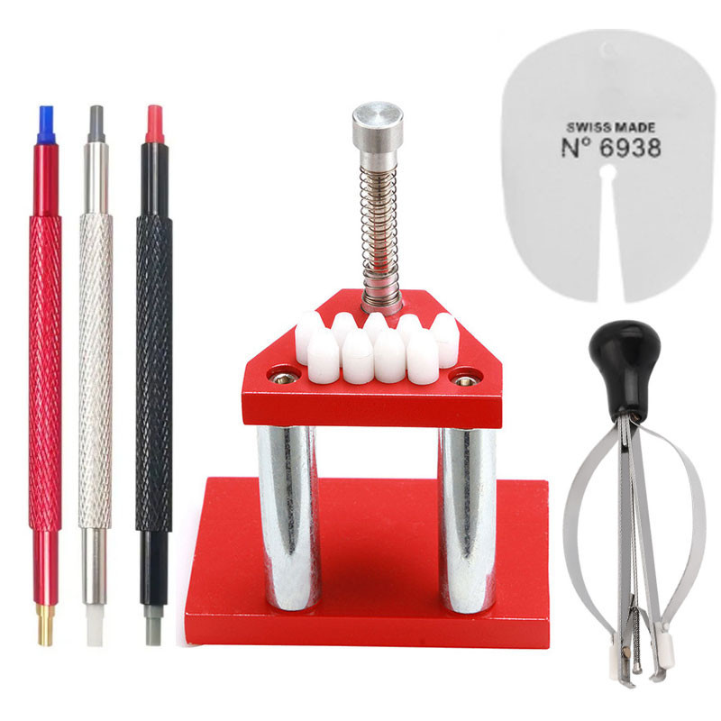 Fast Shipping สแตนเลสสตีลนาฬิกา Hands Remover Presser Tweezer นาฬิกาเข็มปากกากดคีม Protector Pad ซ่อมเครื่องมือ