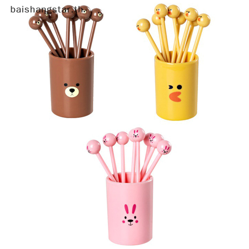 Brth 10pcs น่ารัก Mini ไม้จิ้มฟันการ์ตูนเด็กอาหาร Picks พลาสติกส้อมผลไม้ Bento ตกแต่งบนโต๊ะอาหารอาหาร Picks ส้อมขนมหวาน brth