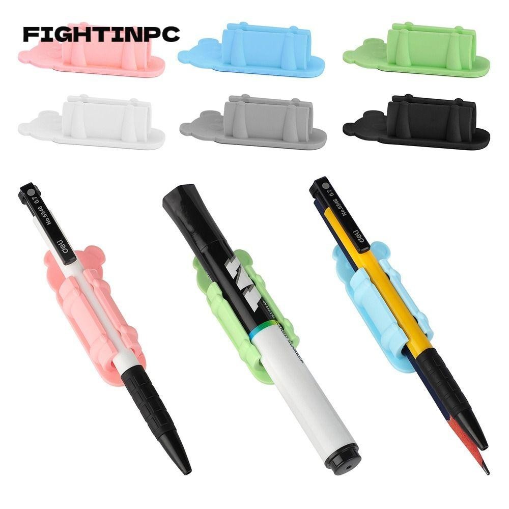 FIGHTINPC ที่วางดินสอ, คลิปปากกาซิลิโคน แบบติดผนัง มีกาวในตัว, ขาตั้งเครื่องเขียนน่ารัก สีสันสดใส ที่ใส่ปากกาลูกลื่น แบบยืดหยุ่น