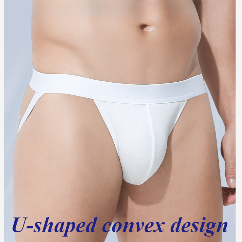 Men Hollow Hip-Lifting Double Thong Low-WaistสีทึบU-Convex Design Plump ElasticสบายผิวBreathableทอง