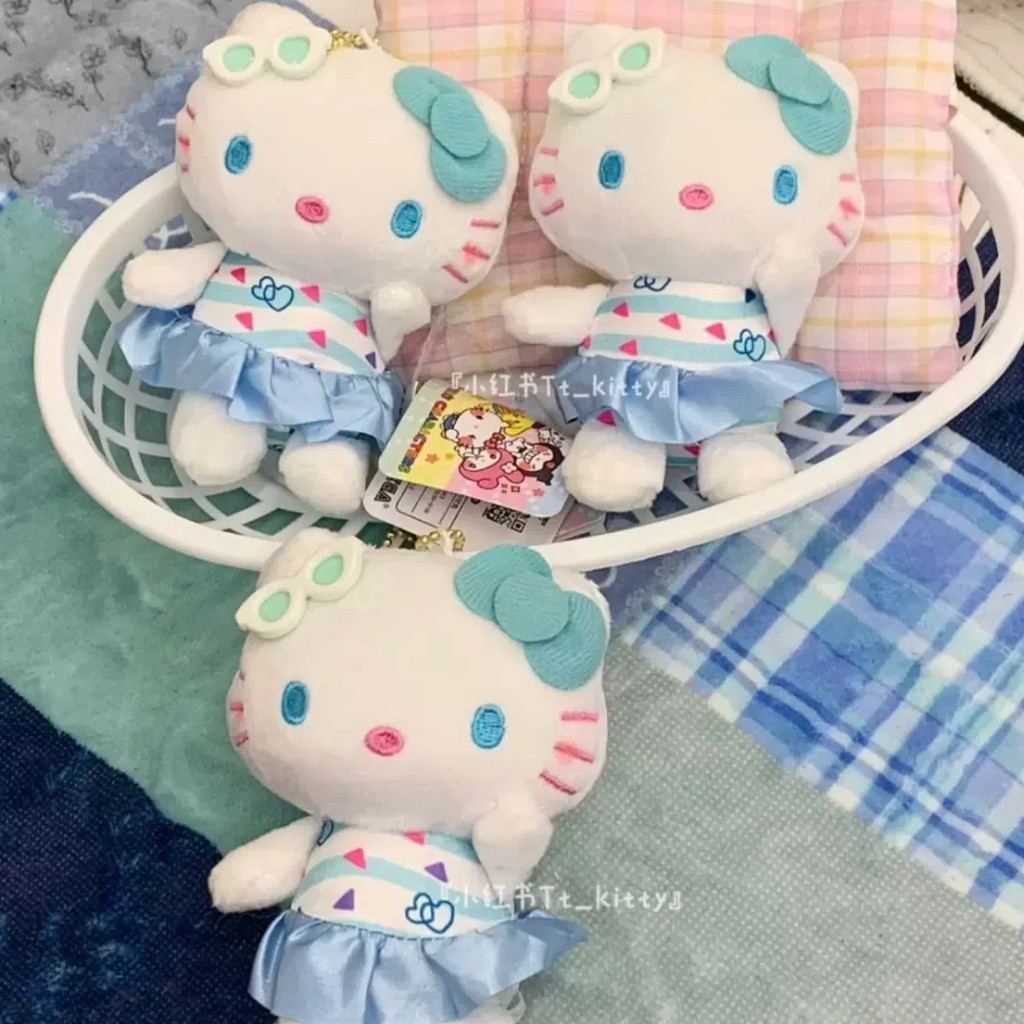 น่ารัก hellokitty Blue Skirt Bag Pendant Keychain School Bag Pendant