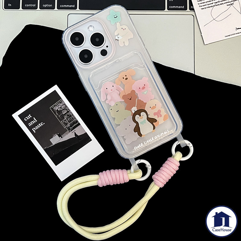 เคสใส่บัตรรูปสัตว์เพนกวินสุดน่ารัก เข้ากันได้กับ IPhone XR 7 Plus 12 11 15 13 14 Pro Max 15 13 12 11 14 Pro XS Max SE X