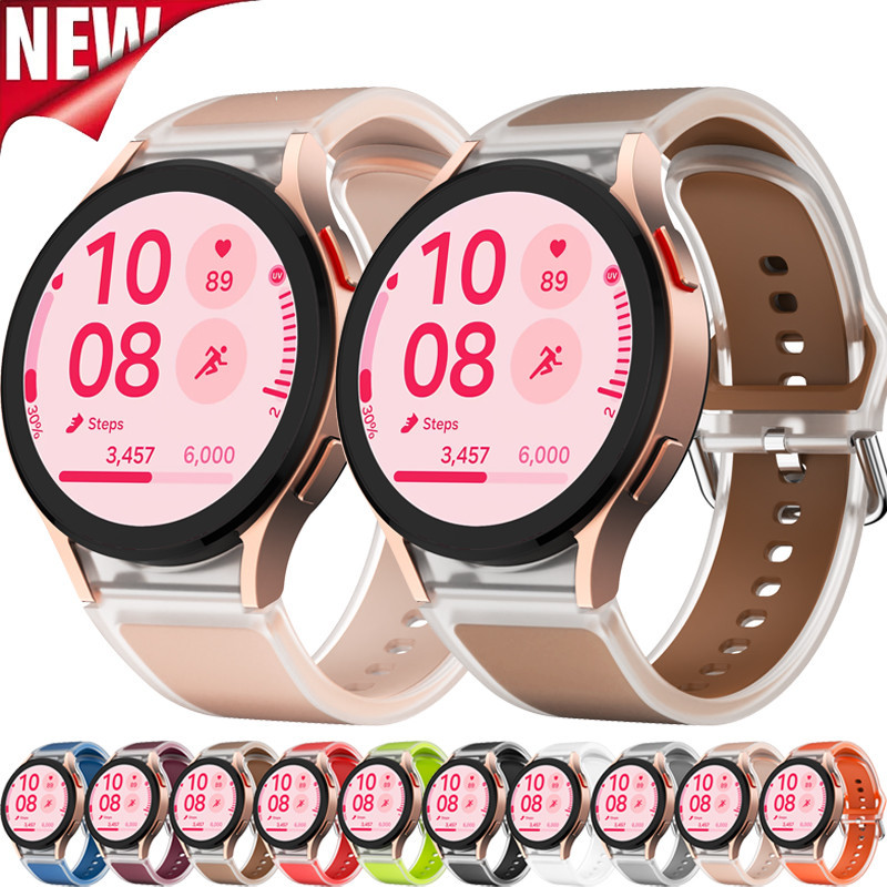 สายซิลิโคนโปร่งใสสําหรับ Samsung Watch 7 6 5 pro 44 มม.40 มม.45 มม.สายกีฬาสําหรับ Galaxy Watch 6Classic 43 มม.47 มม.