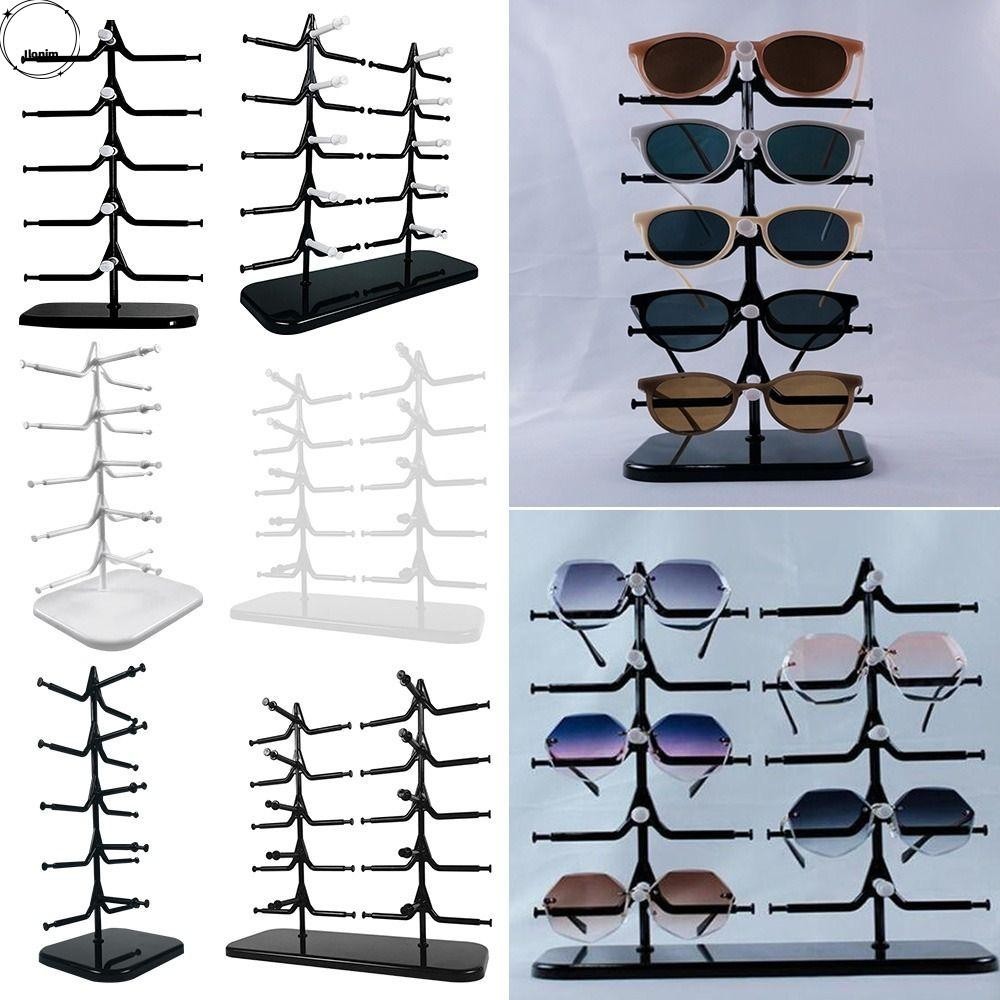 Ilonim ไม้ขาตั้งจอแสดงผล Multi-layer Showcase Storage Sunglass Holder Rack