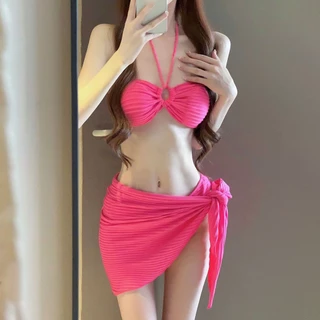 📦✈ส่งไวจากไทย🤍 ชุดว่ายน้ำ3ชิ้น🎗 ชุดไปทะเล💕6สี