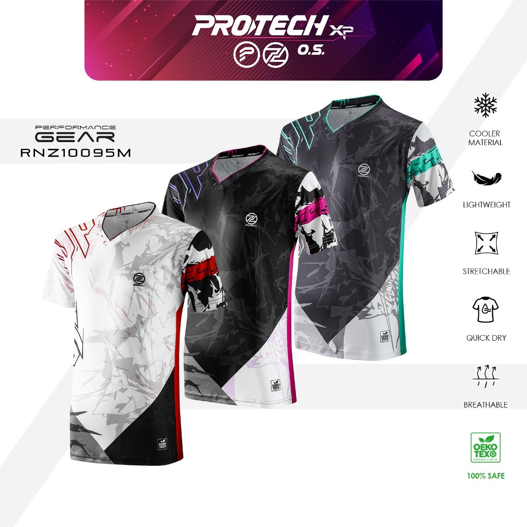 2024 ใหม่ PROTECH Badminton Dry Fit Tournament Jersey ฟรีเสื้อยืดความร้อนระเหิดเสื้อแบดมินตันกีฬาผู้ชาย,MICROFIBER แบดมินตัน/วอลเลย์บอล - ท็อปส์ซู Unisex