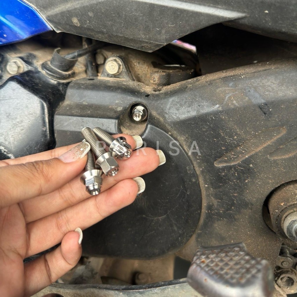 น็อตฝาครอบสเตอร์ชุด 2 ตัว (M6x20) เลส ใส่กับเวฟได้ทุกรุ่น มีหลายลาย