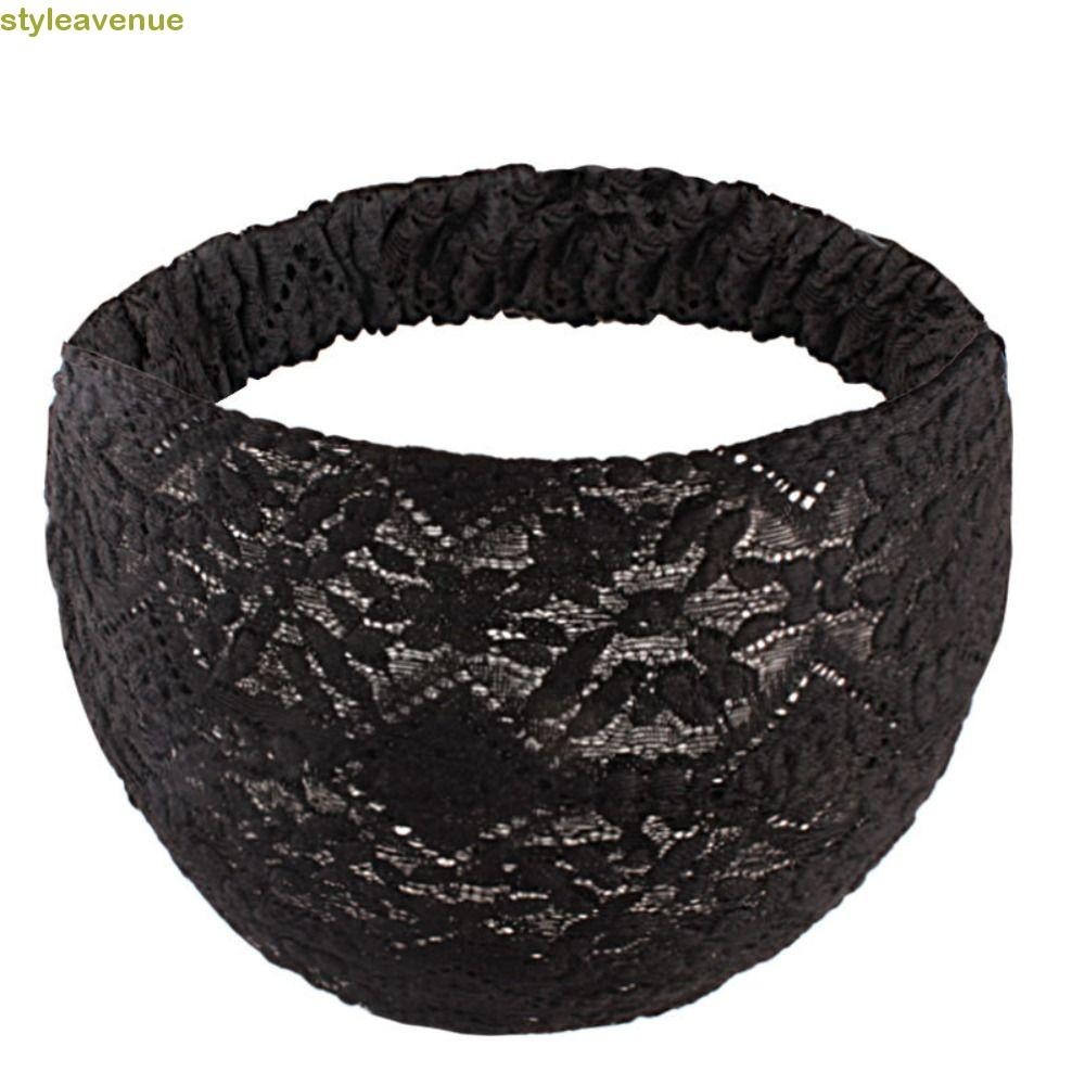Styleavene ที่คาดผมดอกไม้ตาข่าย, ที่คาดผมลูกไม้แบบห่วงผมสไตล์เกาหลี, แฟชั่น Hollow Elastic Headwear กว้างด้านข้าง Head Wrap ทุกวัน