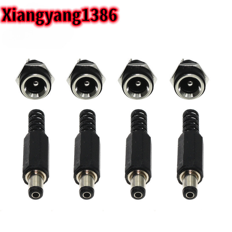 (5 คู่) 3A 12V 5.5x2.1 มม.พลาสติกปลั๊กชาย DC022B DC022 DC005 DC Power Socket หญิงแจ็คสกรู Nut แผง Mount Connector 5.5*2.5 มม.