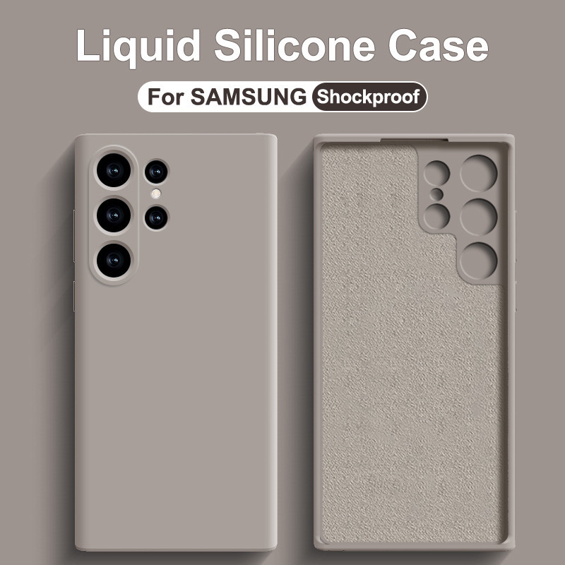 SAMSUNG หรูหราซิลิโคนเหลวเคสโทรศัพท์สําหรับsamsung Galaxy S22 S21 S23 S24 Ultra A34 A52 A54 5Gกรณีกันกระแทกป้องกันนุ่ม