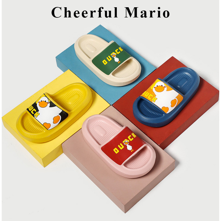 Cheerful Mario รองเท้าแตะเด็กเป็ดน่ารักพื้นหนานุ่มสบาย อีวา รองเท้าแตะสําหรับเด็กชายและเด็กหญิงน้ําหนักเบาในบ้าน