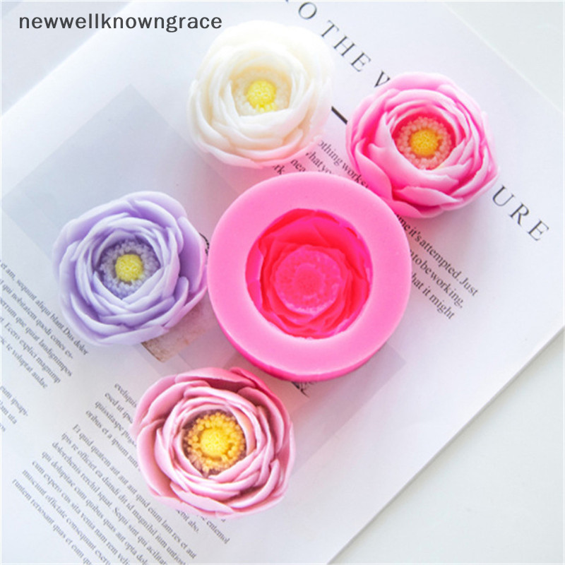 Newwellknowngrace Peony ดอกไม้สบู่แฮนด์เมดซิลิโคนแม่พิมพ์ทําแม่พิมพ์ Fondant เค้กตกแต่ง TH