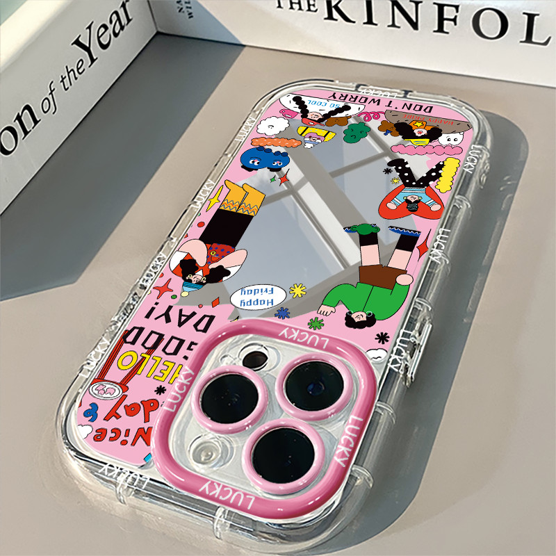 Ins คนร้ายสีแดงรูปแบบDrop-Resistantกระจกแต่งหน้าเคสโทรศัพท์สําหรับiPhone 16 Promax 15 Promax 12 13 Mini 14plus 11 Pro Max X XS XR XS Max 7 8 plus Se2020