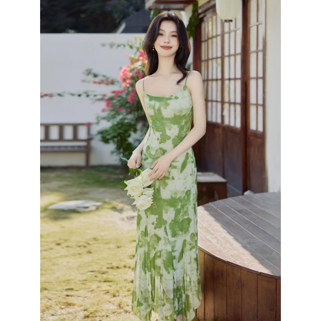 7875 สีชมพูเดรส เดรสสายเดี่ยว เดรสยาว เดรสน่ารัก เดรสแขนกุด เดรสแขนกุด - รูปที่ 4