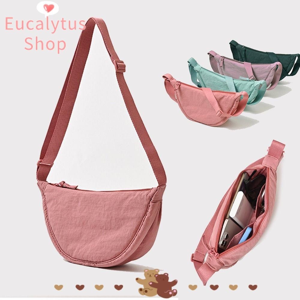 Eucalytus1 กระเป๋าสะพายไหล่ ผ้าไนล่อน สีพื้น สไตล์สปอร์ต สําหรับผู้หญิง