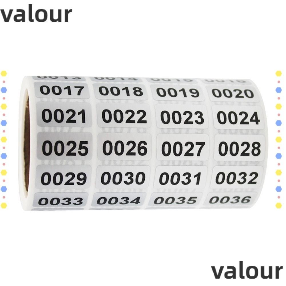 Valour สติกเกอร์ตัวเลข มีกาวในตัว สีดํา สําหรับติดสินทรัพย์ 1-2000 ชิ้น