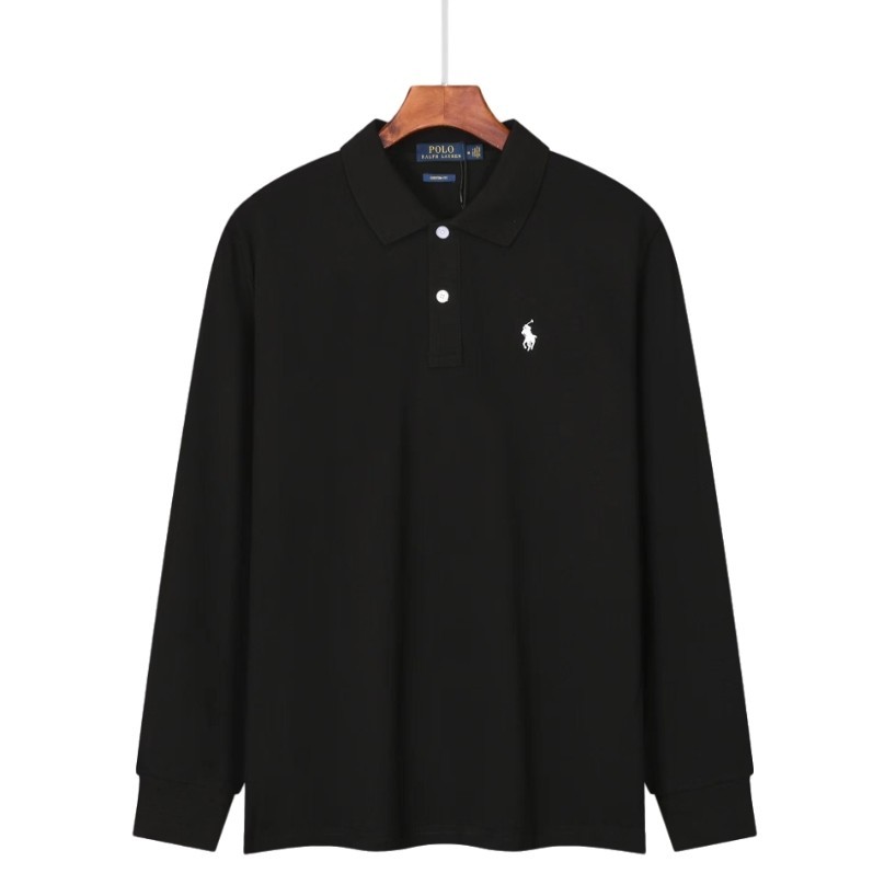 แฟชั่นใหม่ปกม้าโพนี่เสื้อโปโลแขนยาวลําลองผู้ชายและผู้หญิงด้านบน