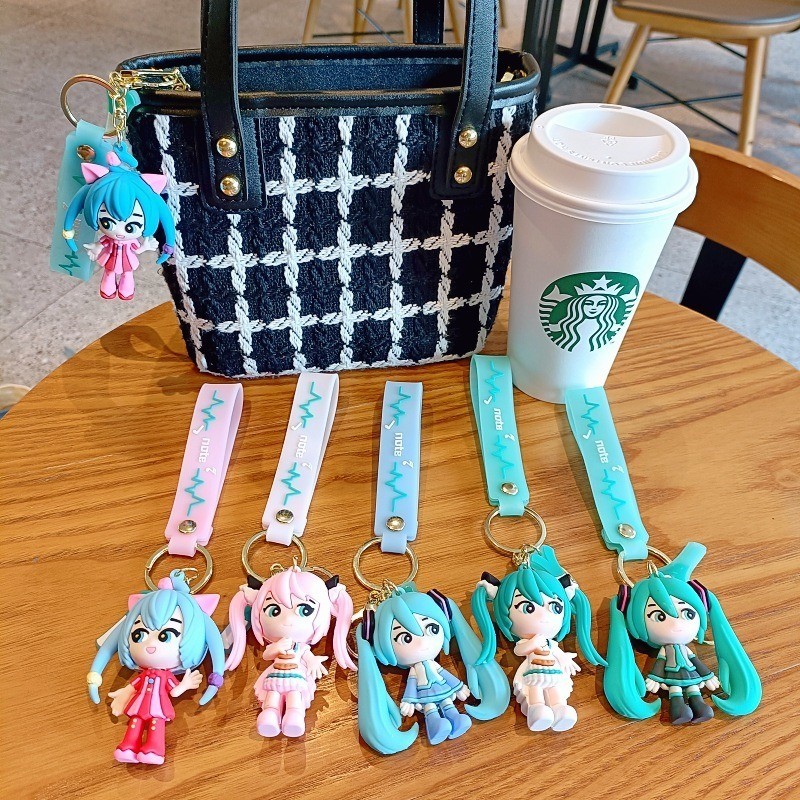 น่ารัก ฮัตสึเนะ มิกุ พวงกุญแจถามรุ่นตุ๊กตาคู่กระเป๋าเป้สะพายหลังแขวนอุปกรณ์แฟชั่นอะนิเมะเครื่องประดับของขวัญสําหรับเพื่อน - รูปที่ 2