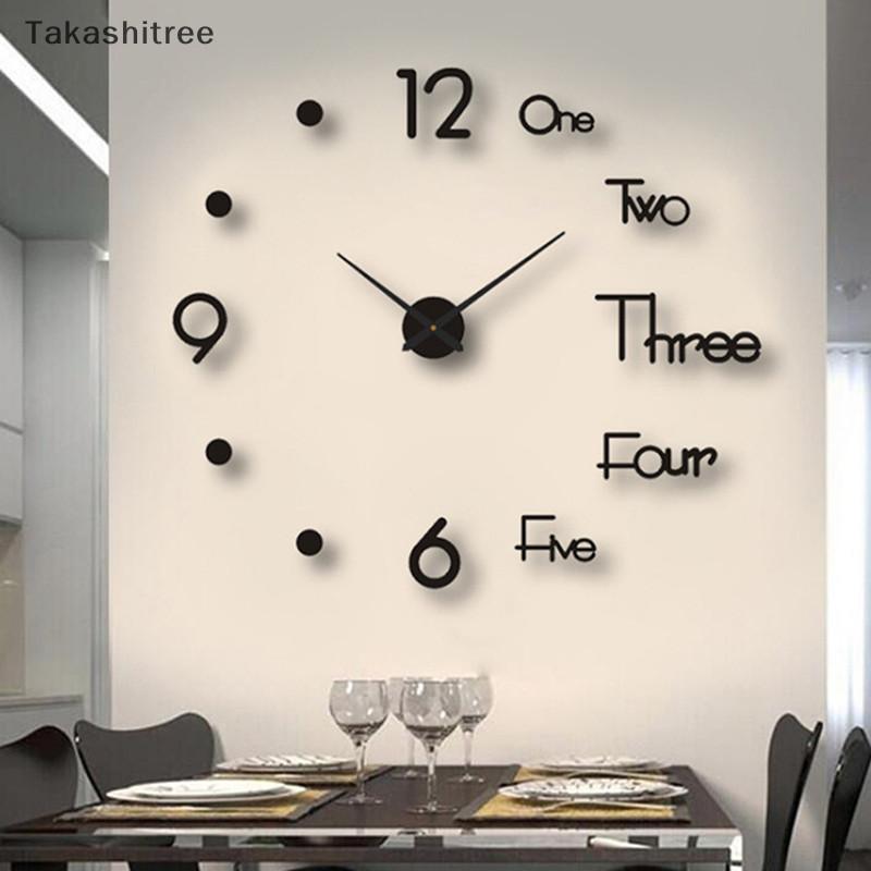 (Takashitree) 1 PC 3D Wall Clock Mirror Wall Stickers Creative DIY Wall Clocks Modern Design Mute Watch Home Decor ใหม่