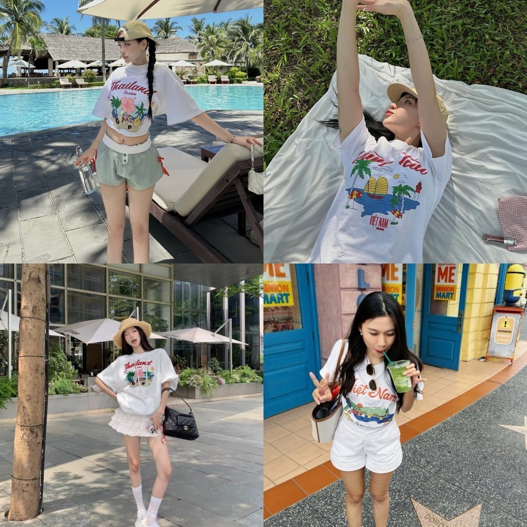 เสื้อยืดคู่รักฤดูร้อน เสื้อยืดแขนสั้นคอกลม unisex วันหยุดฮาวายดึงดูดพิมพ์เสื้อยืดหลวมโอเวอร์ไซส์ลําลอง