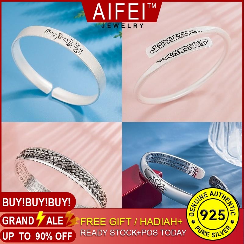 Aifei JEWELRY Original Simple (Ginga Bracelet Silver Perak Rantai ผู้หญิง Moissanite Sterling Perempuan กําไลข้อมือ Tangan อุปกรณ์เสริม 925 Gelang สําหรับสร้อยข้อมือเพชรเกาหลี M058