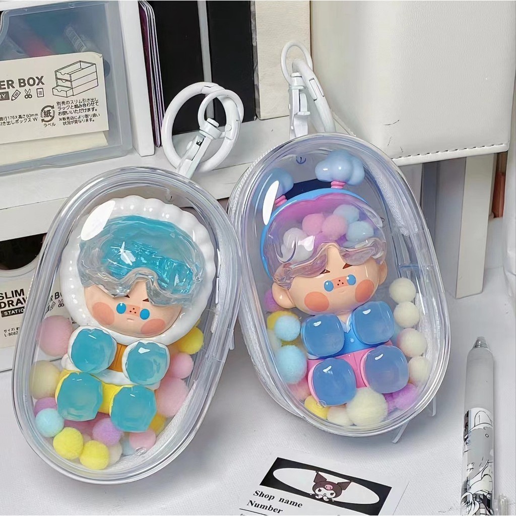 กระเป๋าเก็บของใส Labooboo กระเป๋าตุ๊กตา PVC หนา กันฝุ่น แฟชั่น จี้ห้อยกระเป๋าเป้สะพายหลัง พวงกุญแจ - รูปที่ 5