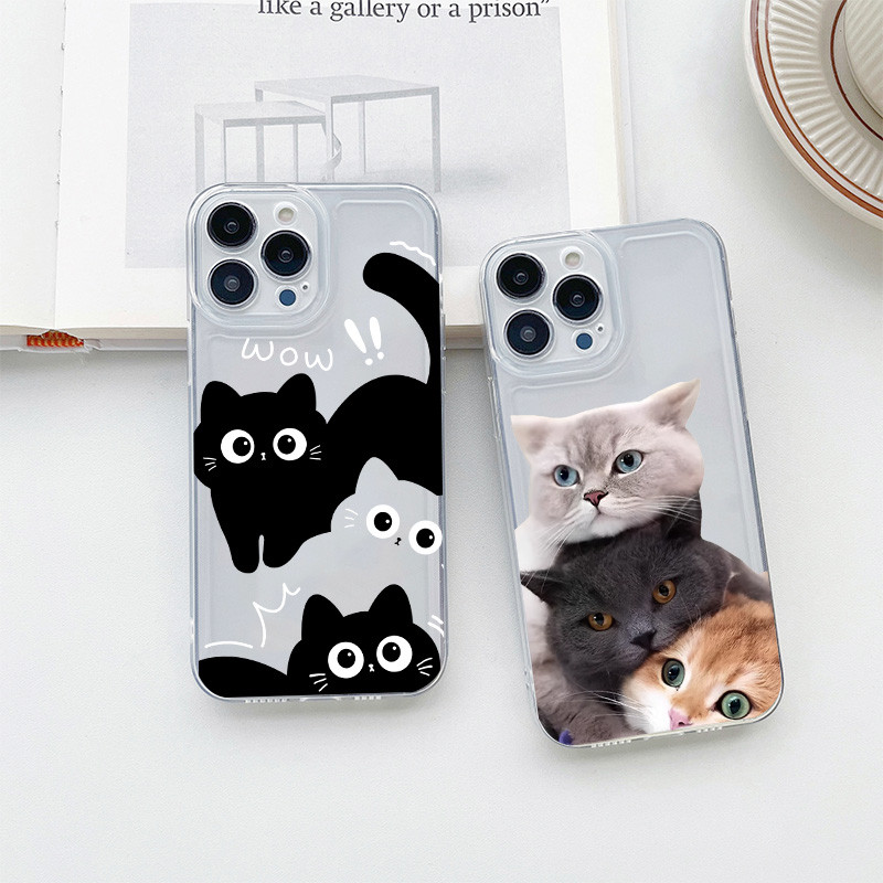 สําหรับoppo A3 A3X A98 A60 A79 A57 A96 A76 A17 A17K A18 A58 A78 4G A77s 2022 A16 A74 A95 A5 A9 2020 A57 2022 A57 2022 5Gการ์ตูนกันกระแทกแมวซิลิโคนกันกระแทกน่ารักซิลิโคนน่ารัก