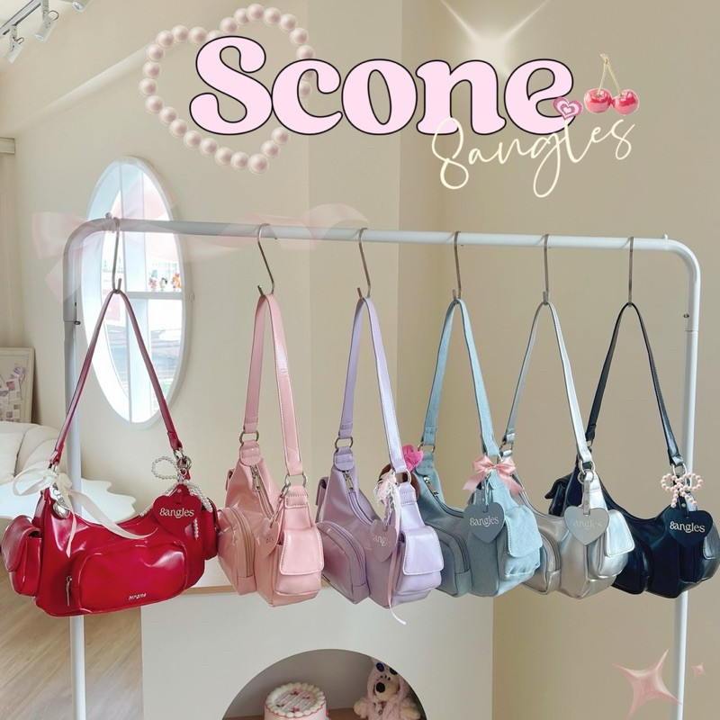 กระเป๋ารุ่น Scone 🍨🍦ทรง cargo bag size 9 นิ้ว แถมฟรีพวงกุญแจหัวใจ💖 D030