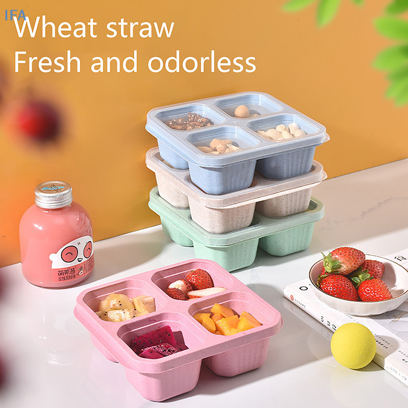 IFA กล่องสแน็คพร้อมปกใสสี่ใบ, จานขนมพร้อมกล่องผลไม้แห้ง, กล่องชาและมื้ออาหาร, และจานขนมเก็บสดดี