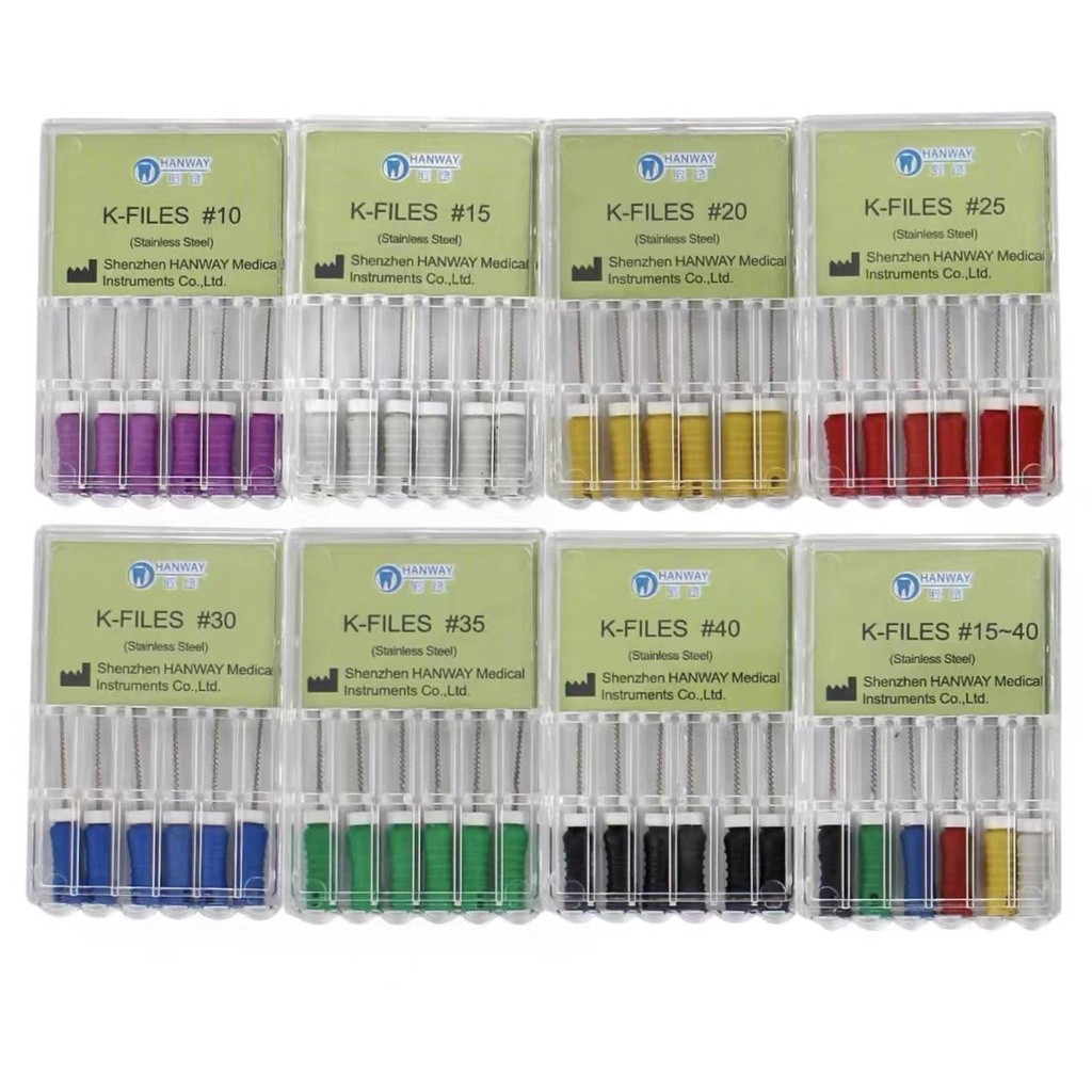 21 มม.สแตนเลส K-files ทันตกรรม Endodontic Root Canal แฟ้ม 6 ชิ้น/แพ็ค