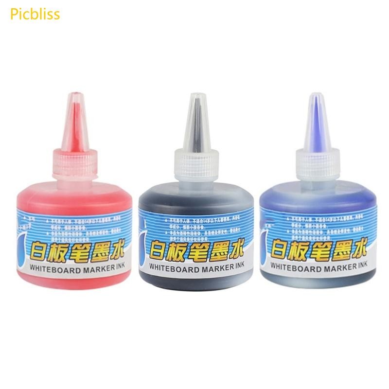 Picbliss 1 ขวด 50 มล. หมึกเติมสําหรับหมึกเติมปากกาไวท์บอร์ดสีดําสีแดงสีน้ําเงิน