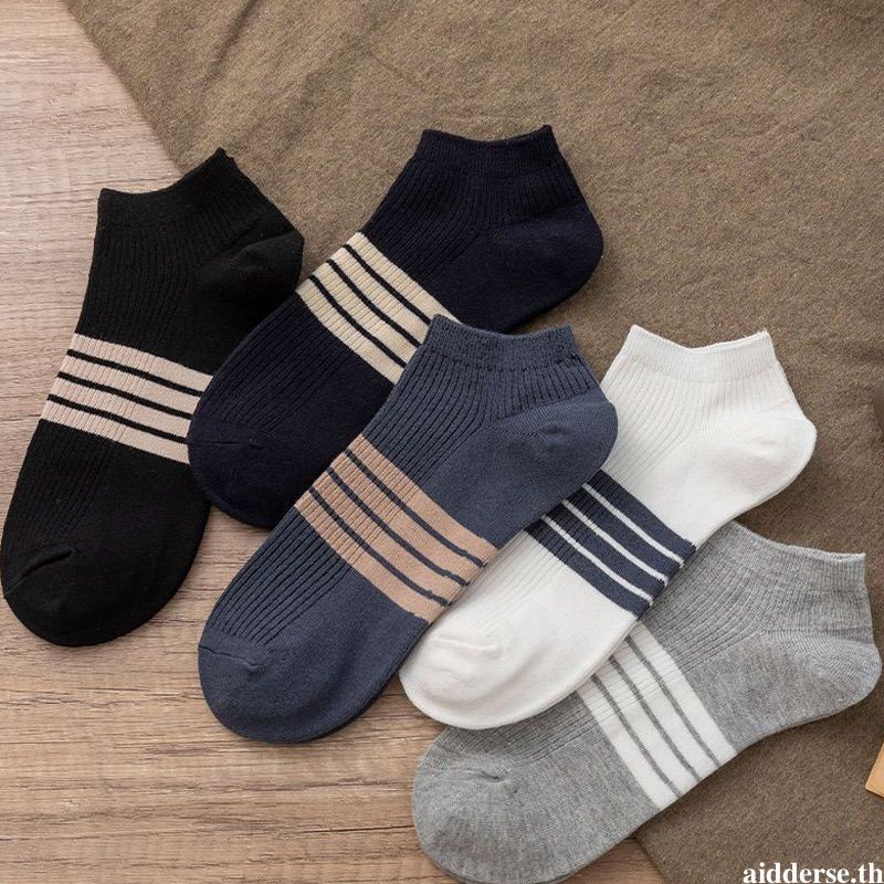 aidderse.thseat Absorbing Men Short Socks สีทึบอเนกประสงค์ถุงเท้าสั้นฤดูร้อนบาง-