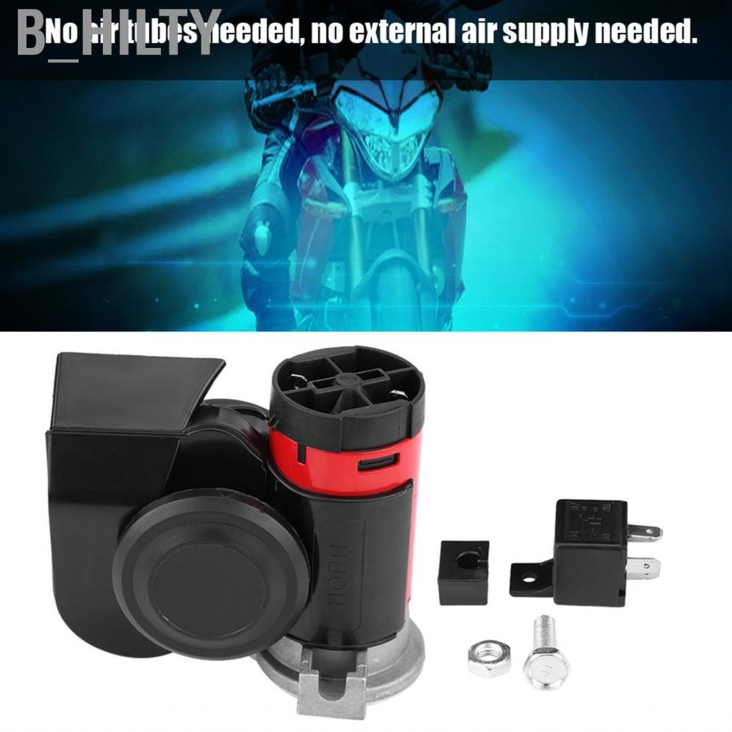 B_HILTY แตรคู่ขนาดกะทัดรัด 12V ฝาครอบกันน้ำใส 139DB สำหรับรถ SUV จักรยานเรือยอชท์เรือ Otorcycle