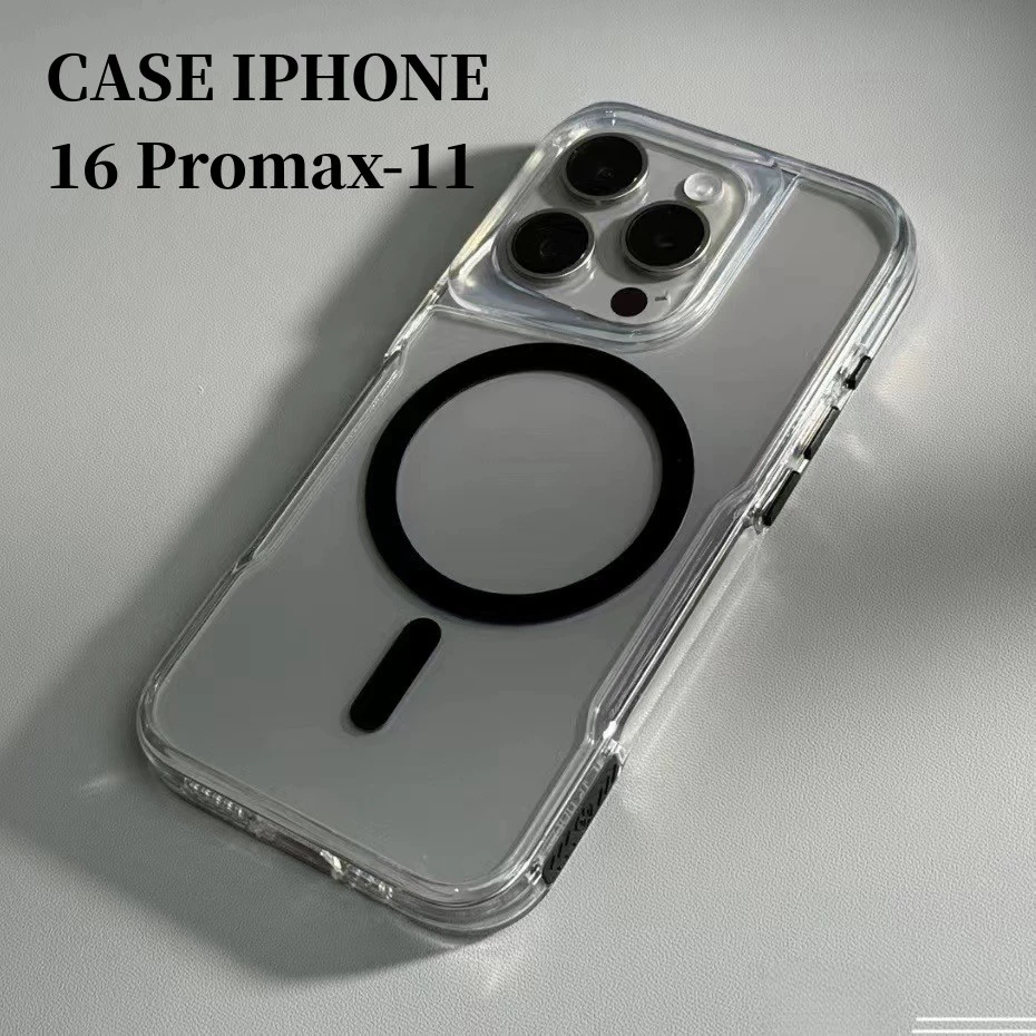 ใหม่สําหรับ iPhone 16 ProMax เคสโทรศัพท์แม่เหล็ก iP 11 12 13 14 15 16 Pro Max โปร่งใส anti drop กันกระแทกเคสโทรศัพท์ Hard ฝาหลัง